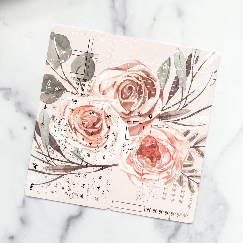 Dusty Rose Foiled Hobonichi Weeks Sticker Kit