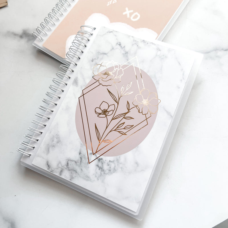 Sticker Reusable Book: Marble Mauve Triangle Floral